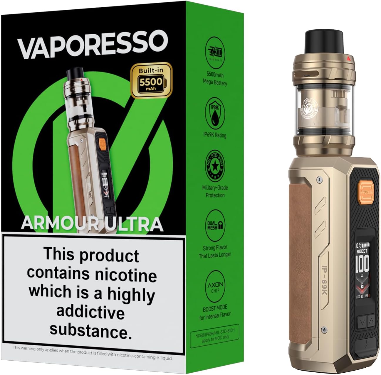 VAPORESSO ARMOR ULTRA STRTER KIT DUNE GLD 5500MAH