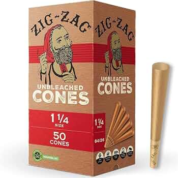 ZIG ZAG UNLEACHED CONES 1 1/4 SIZE 50 CONES