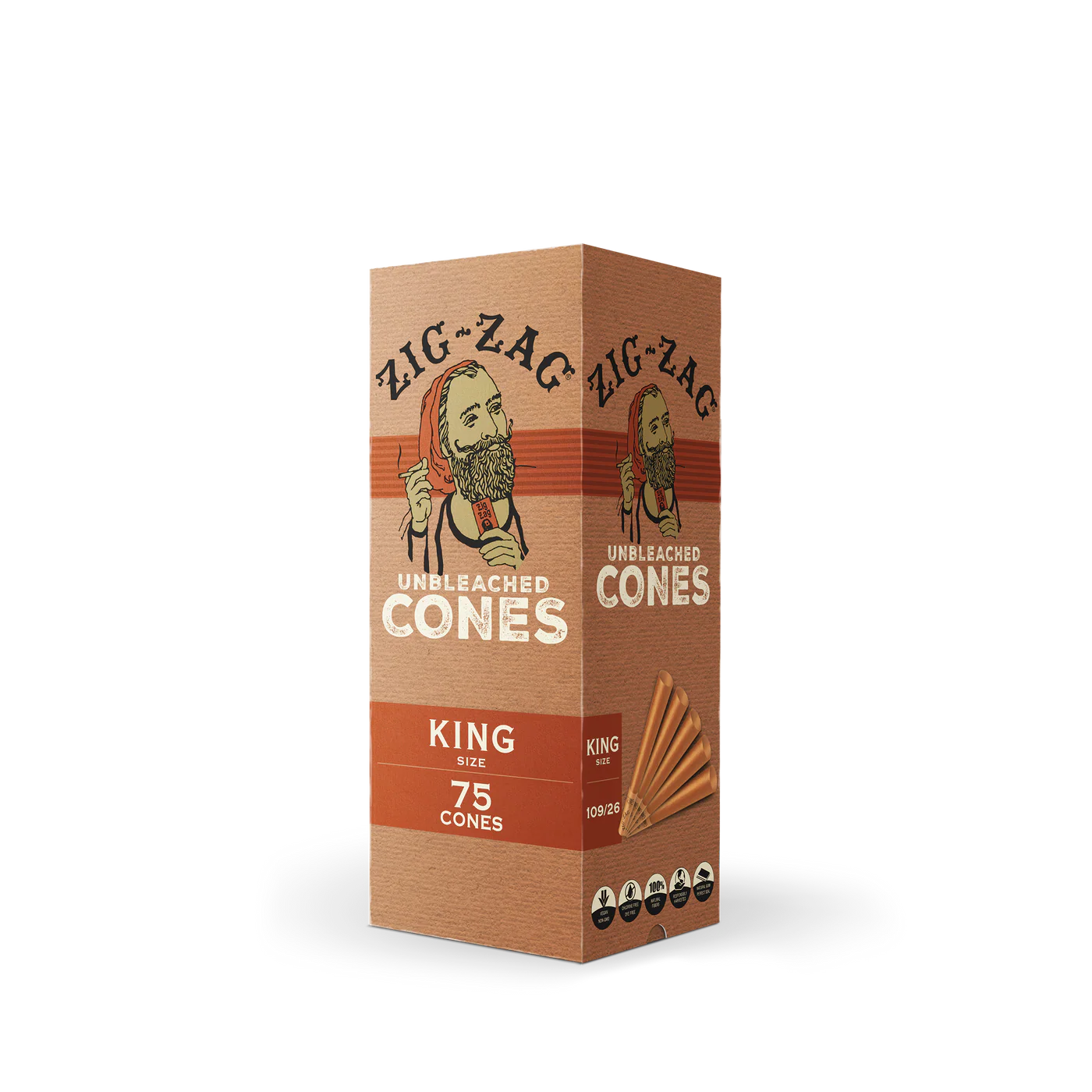 ZIG ZAG UNBLEACHED CONES KING SIZE 75 CONES