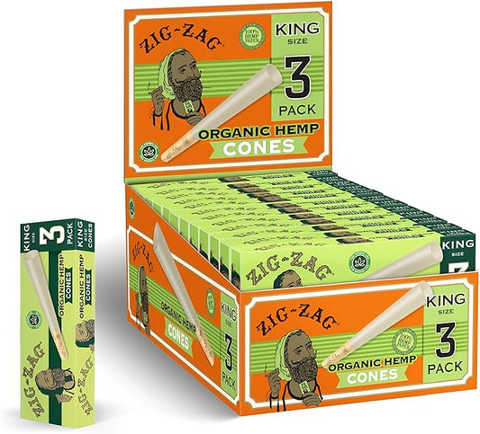 ZIG ZAG ORGANIC HEMP KING SIZE CONES 3PK 24