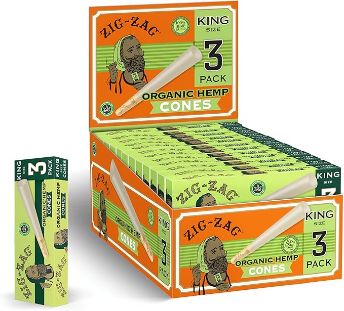 ZIG ZAG ORGANIC HEMP KING CONES 3PK 24CT
