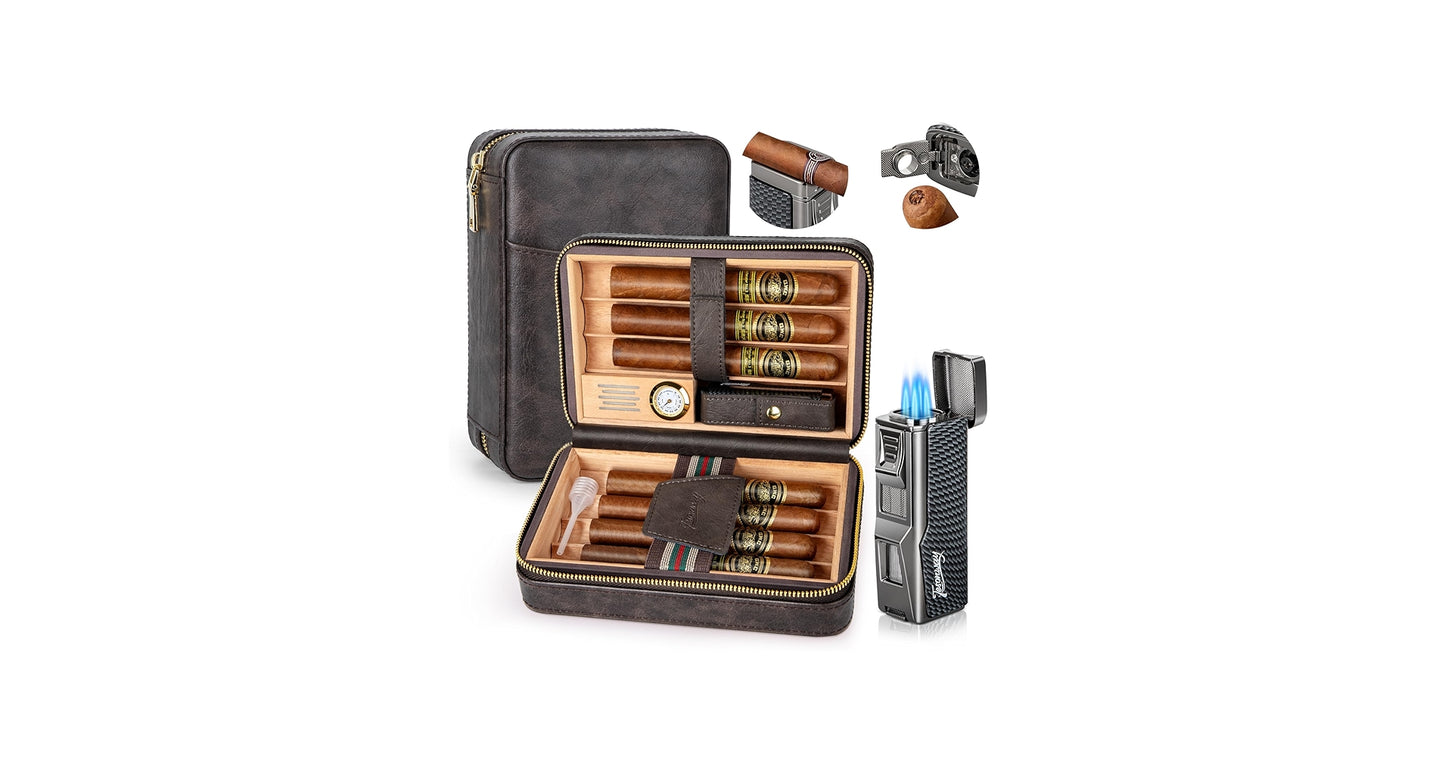 TESONWAY HUMIDOR CIGAR LEATHER CASE