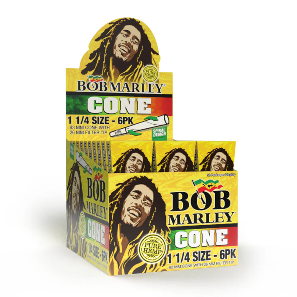BOB MARLEY PRE ROLLED CONE 1 14 SIZE  6PK 33PK DISPLAY