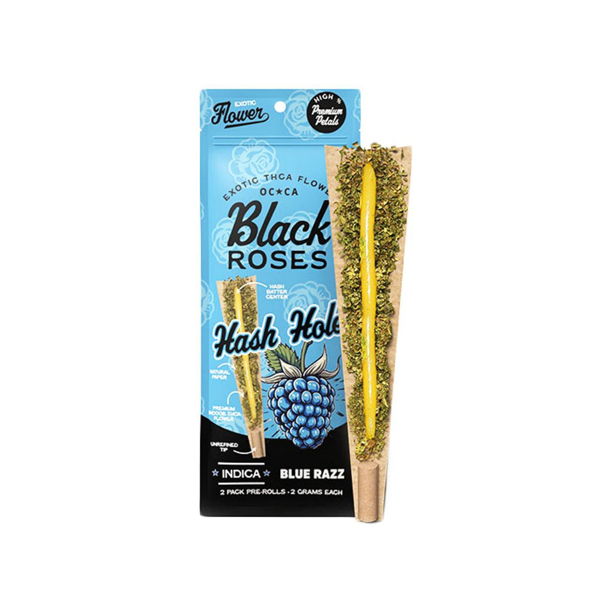 BLACK ROSES THCA FLWR HASH HOLE BLUE RAZZ IND 2GM 2CT