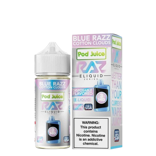 POD JUICE X RAZ BLUE RAZZ COTTN CLOUDS 6MG 100ML