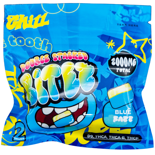 DOUBLE STACKED BITES D9 BLUE RAZZ GUMY 2000MG|749565997737|Pack Of|60
