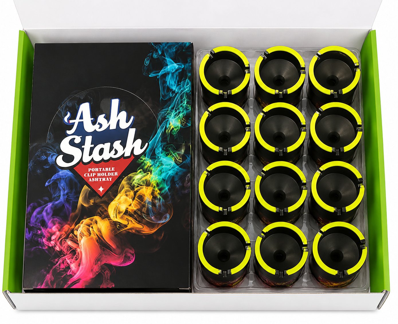 ASH STASH BUTT GLOW IN THE DARK BLACK BUCKETS 12CT