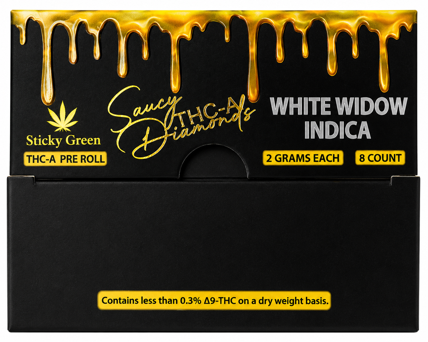 STICKY GREEN THCA DIAMONDS PROLL WHITE WIDOW IND 2GM