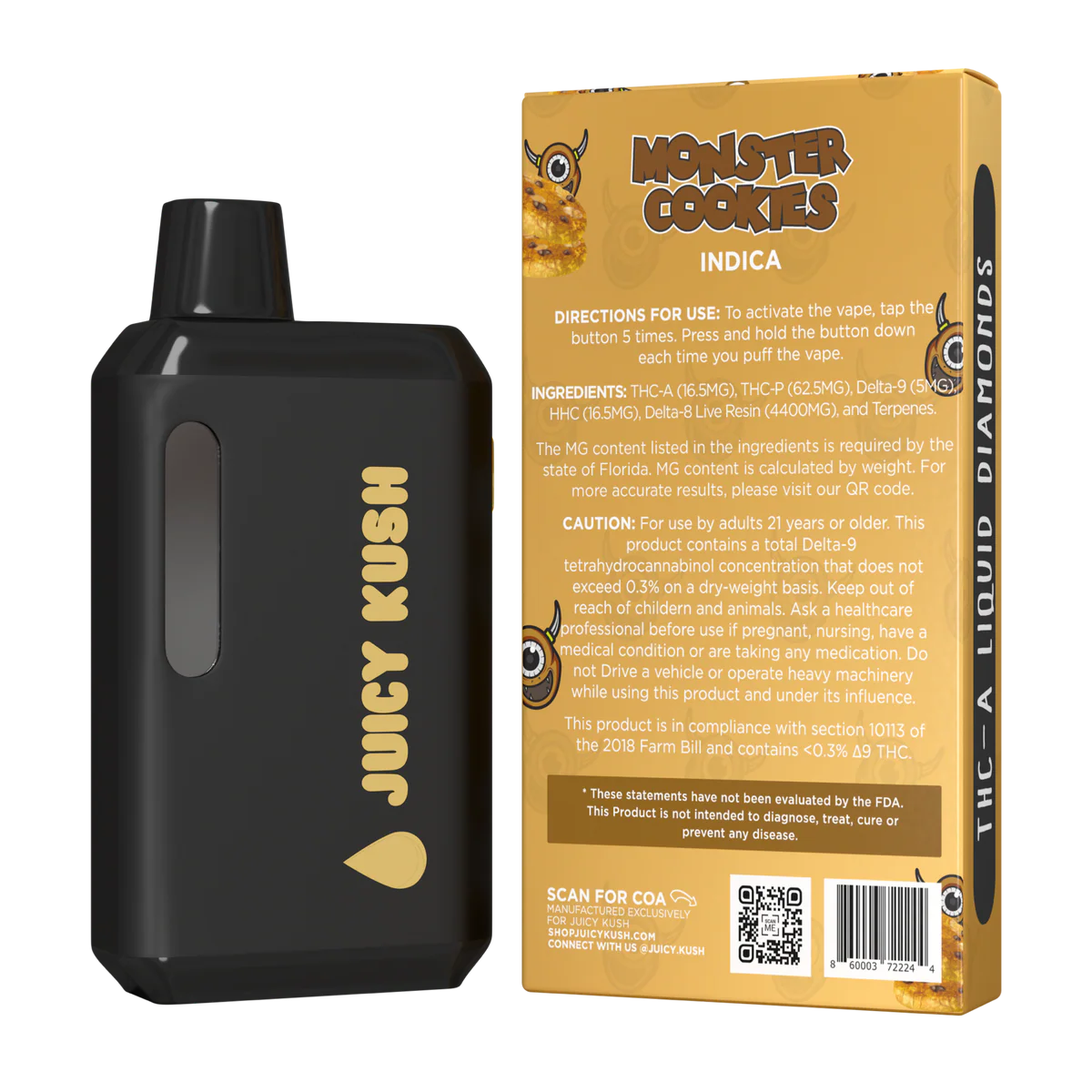 JUICY KUSH 5G|JUICY KUSH MONSTER COOKIES INDICA 5G|860003722244|Pack Of 5