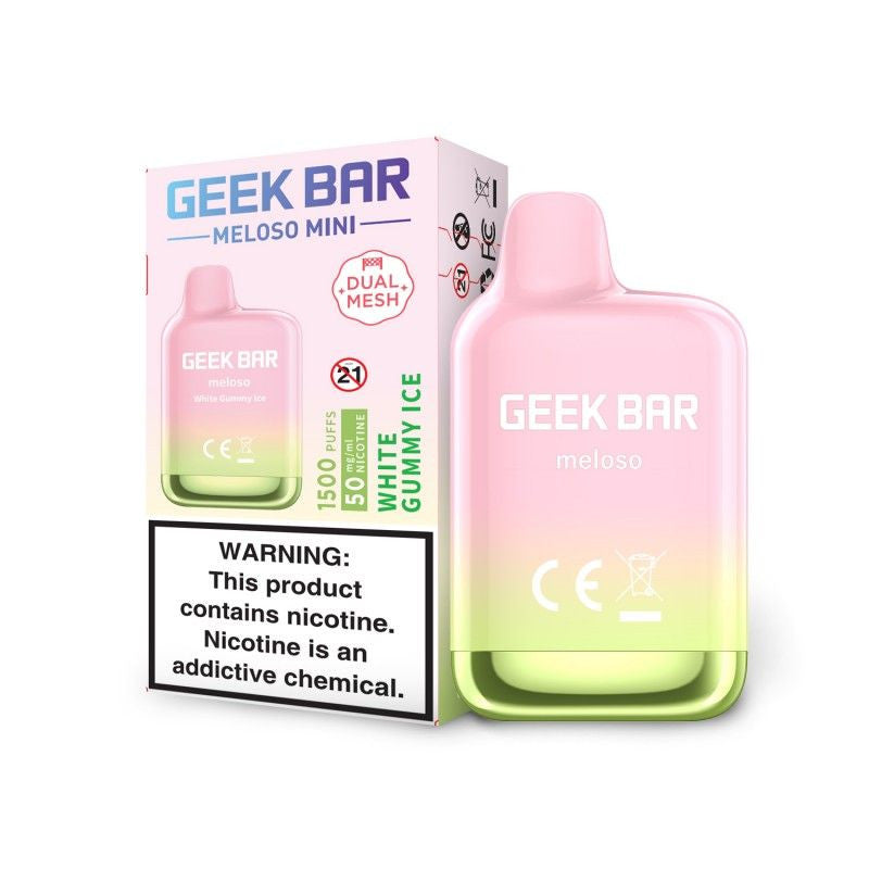 GEEK BAR MELOSO 1500PUFF|GEEK BAR MELOSO MINI WHITE GUMMY ICE 1500PUFF|810125432767|Pack of 10