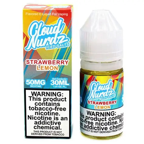 CLOUD NURDZ TFN NIC SALT E-LIQUID 30ML ICED STRAWBERRY LEMON - 50MG