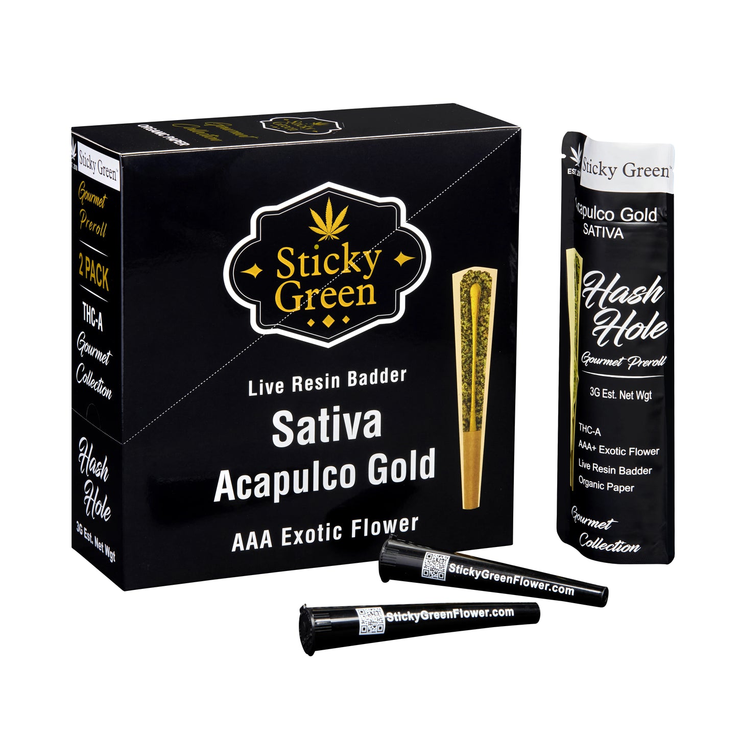 STICKY GREEN HASH HOLE GOURMET PROLL SATIVA ACAPULCO 3GM
