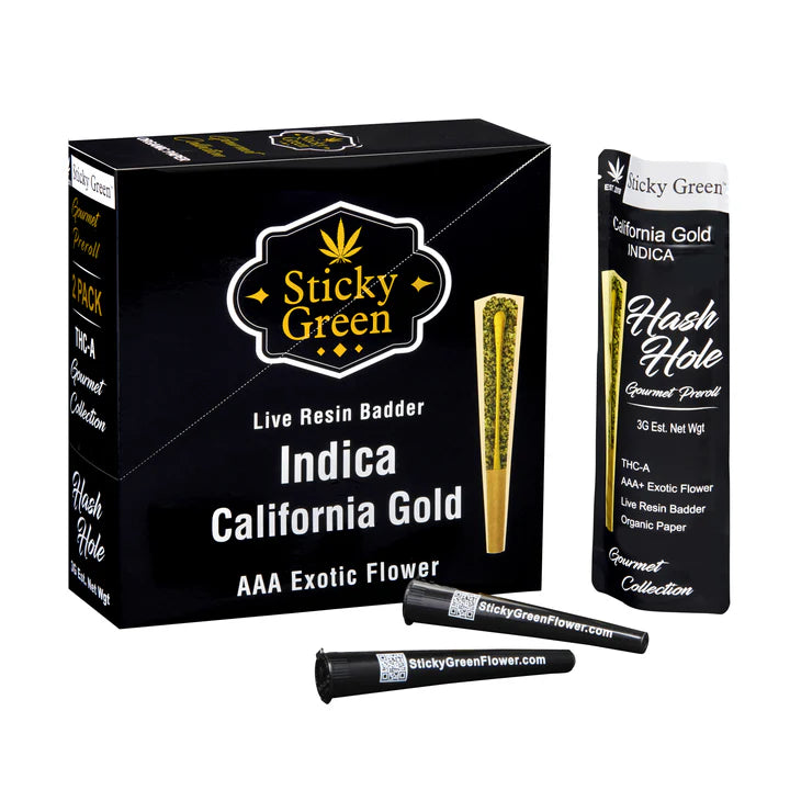 STICKY GREEN HASH HOLE GOURMET PROLL INDICA CALIFORNIA GOLD 3GM