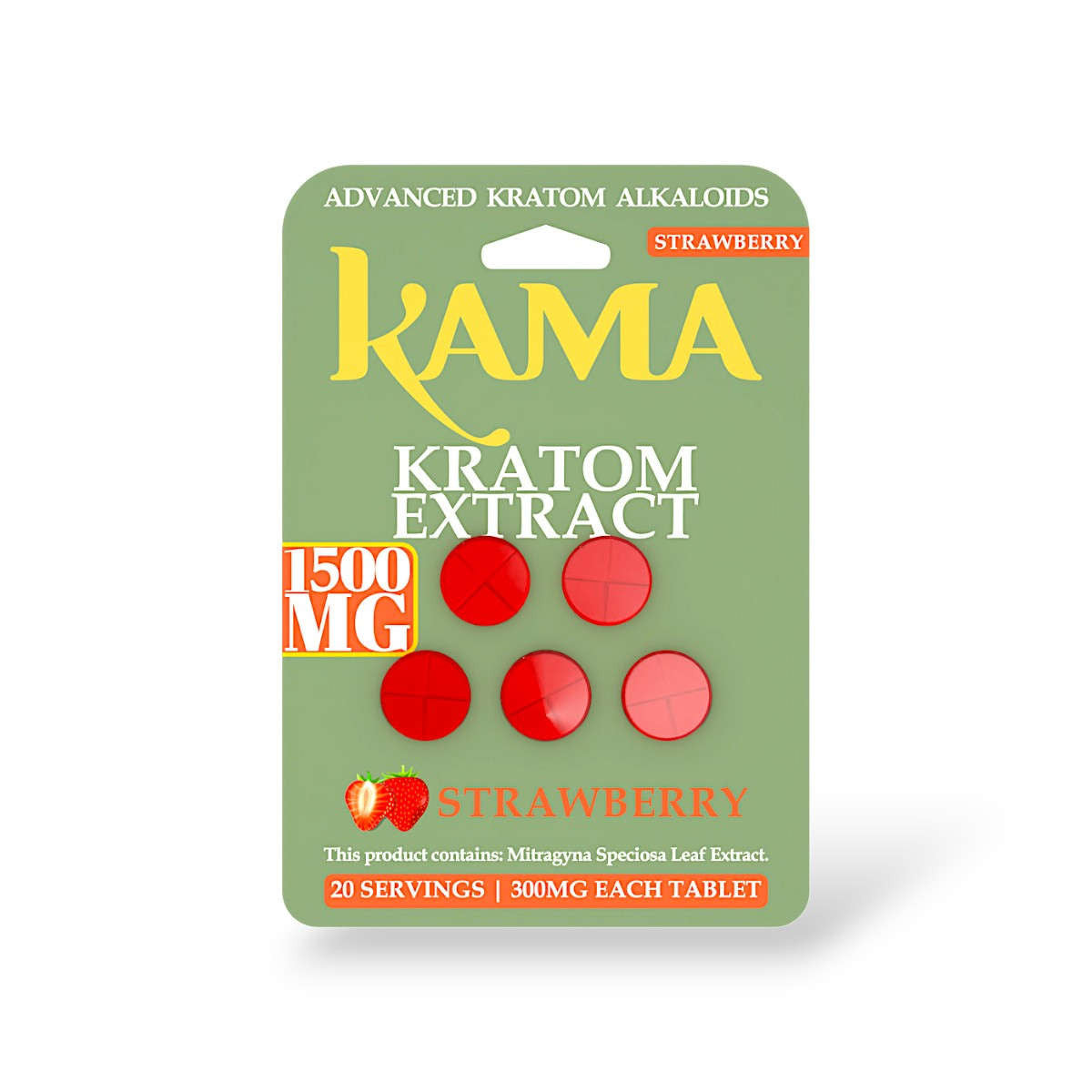 KAMA KRATOM EXTRACT STRAWBERRY 1500MG 5CT