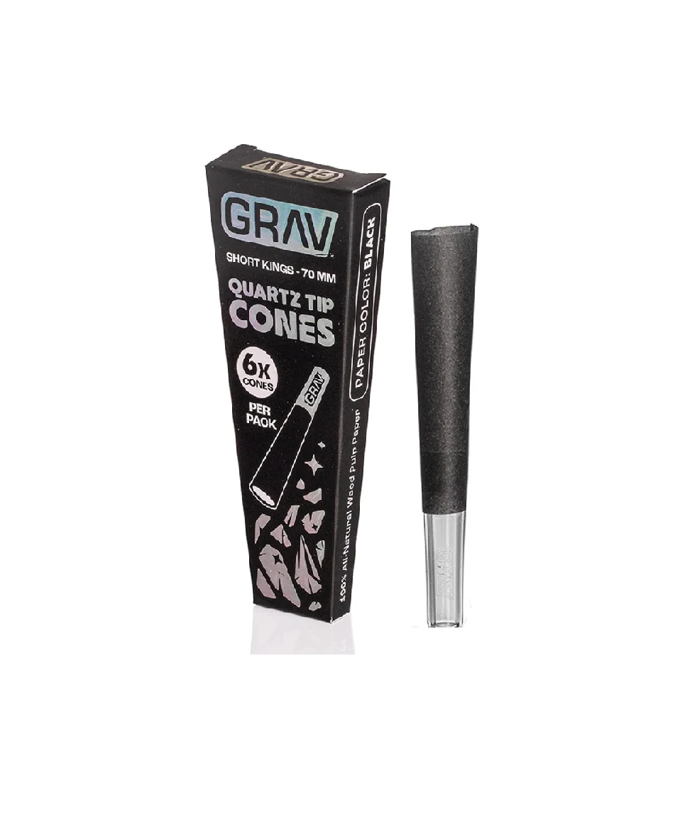 GRAV QUARTZ TIP CONES BLACK 6CT 70MM