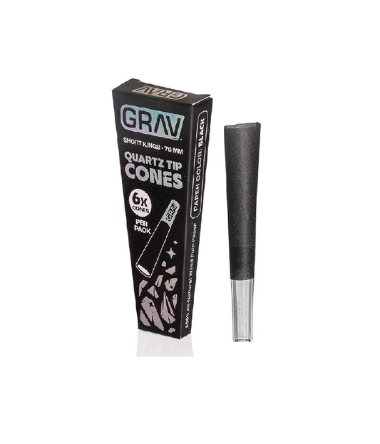 GRAV QUARTZ TIP CONES BLACK 6CT 70MM