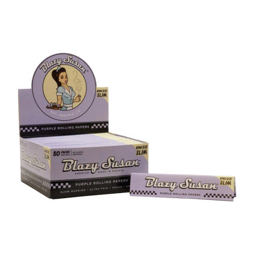 BLAZY SUSAN PURPLE ROLLING PAPERS 50CT/BOX-KING SIZE SLIM