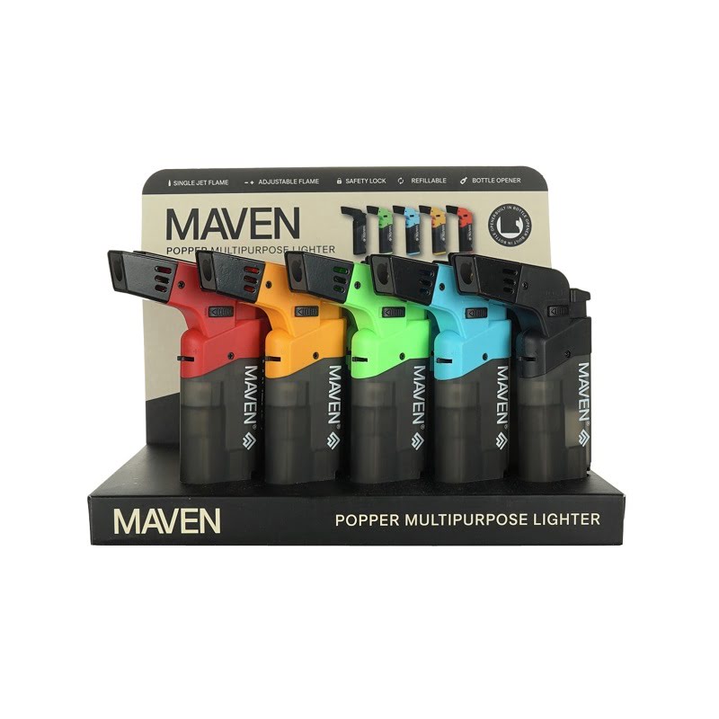 MAVEN POPPER TRNSPRNT POCKET LIGHTER 15CT