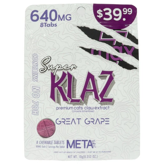 SUPER KLAZ PREMIMUM GREAT GRAPE META 640MG 8CT 10PK