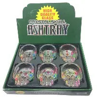 GLASS ASHTRAY SKULL 6CT