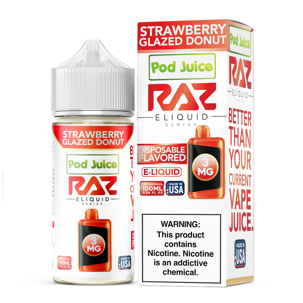 POD JUICE X RAZ STRAWBERRY GLAZED DONUT-3MG 100ML
