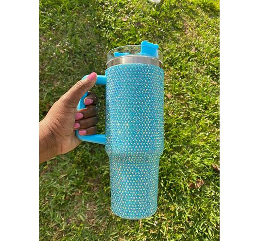 RHINESTONE TUMBLER CUPS HANDLE ON SIDE 40OZ