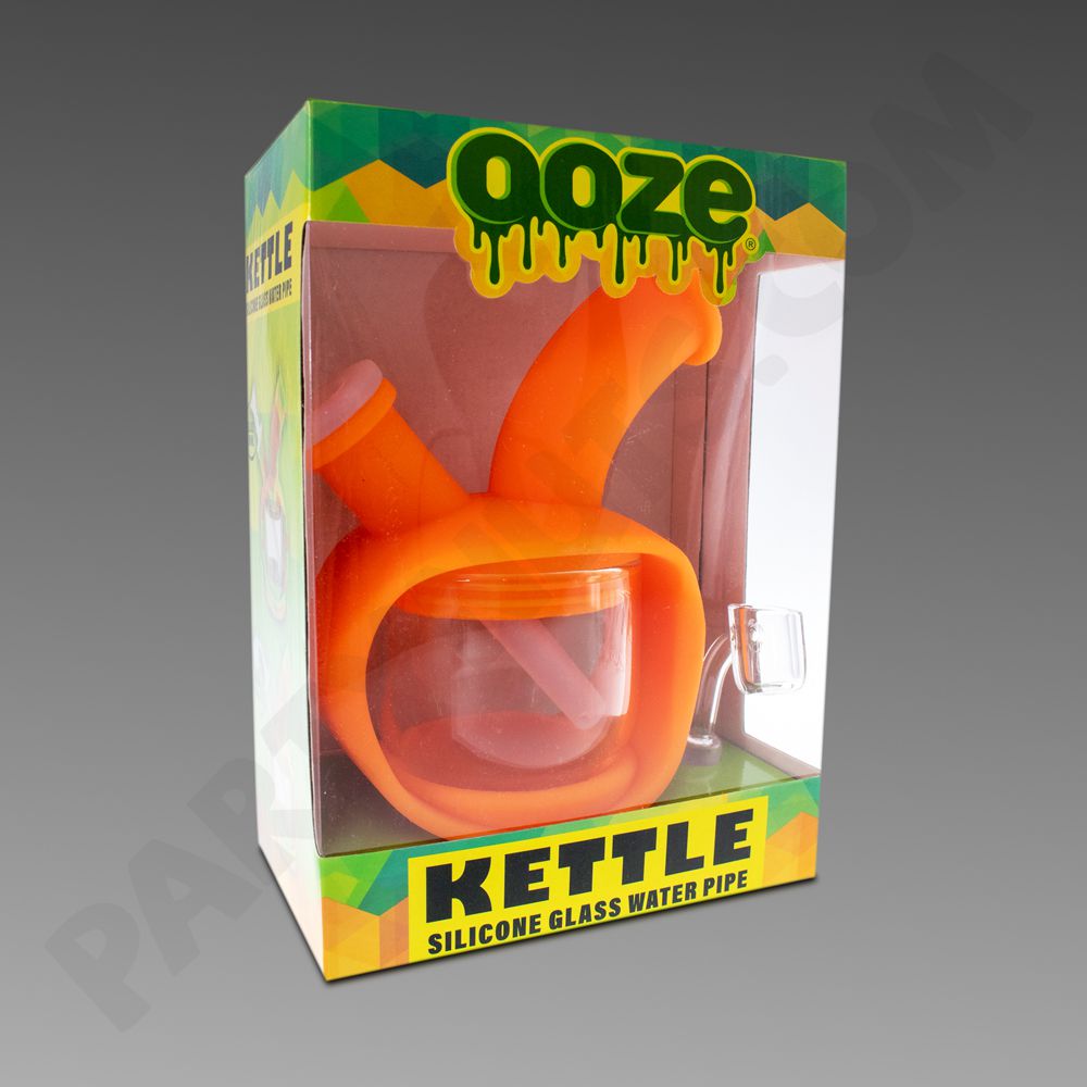 OOZE KETTLE SILICONE GLASS WATERPIPE ORANGE