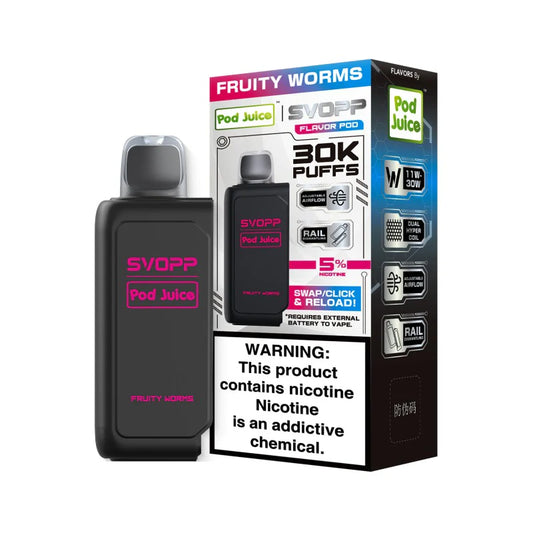 SVOPP POD JUICE FRUITY WORMS 30K|818534910043|Pack Of|5