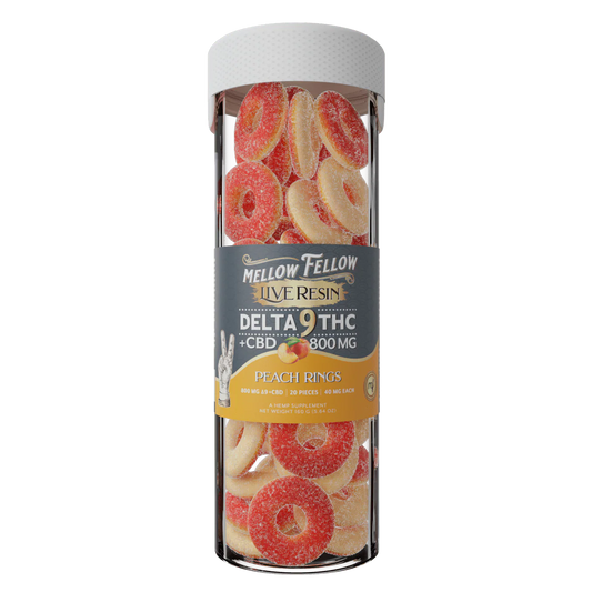 MELLOW FELLOW LR PEACH RINGS D9 800MG|810121205426|Pack Of|6
