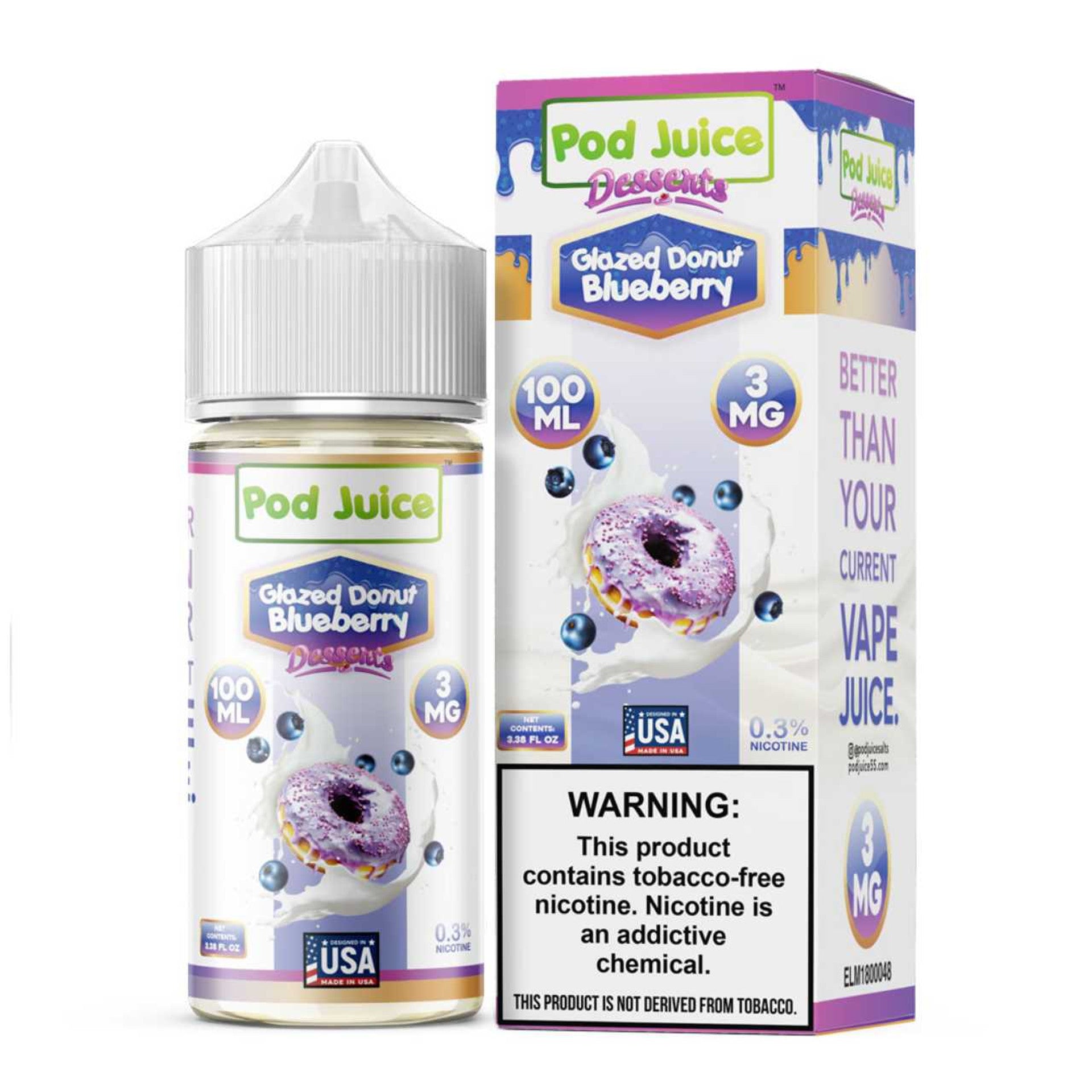 POD JUICE BLAZED DONUT BLUEBERRY 3MG 100ML
