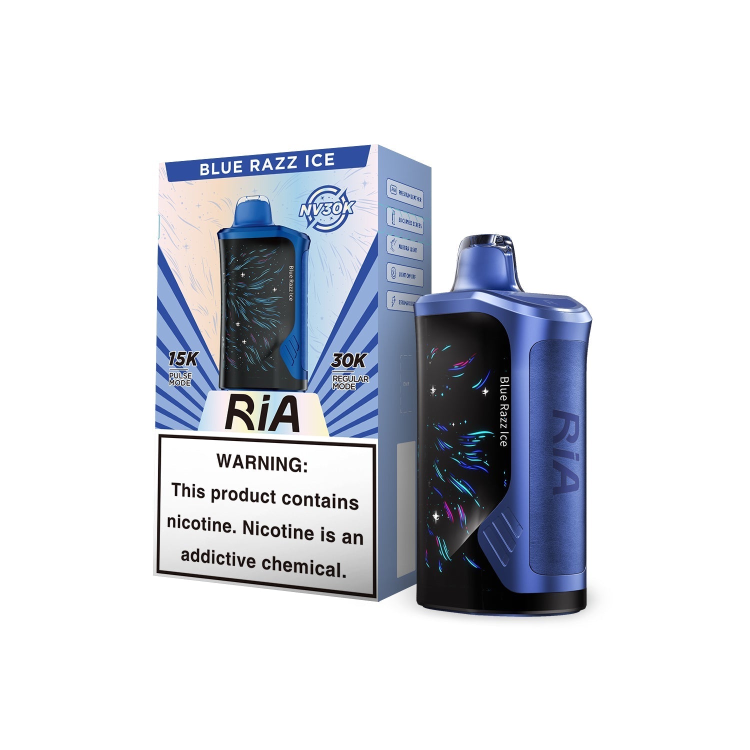 RIA NV BLUE RAZZ ICE 30K|810186630188|Pack Of|5