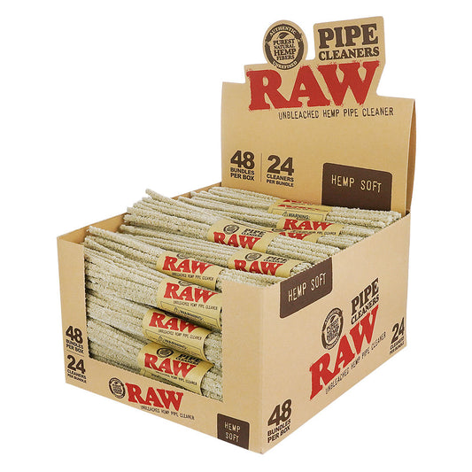 RAW PIPE CLEANER UNBLEACHED HEMP SOFT PIPE CLEANER 24PK 48CT