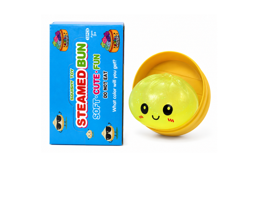 SQUISHY DUMPLING TOY STEAMED BUN GLITTER GREEN COLR 12CT