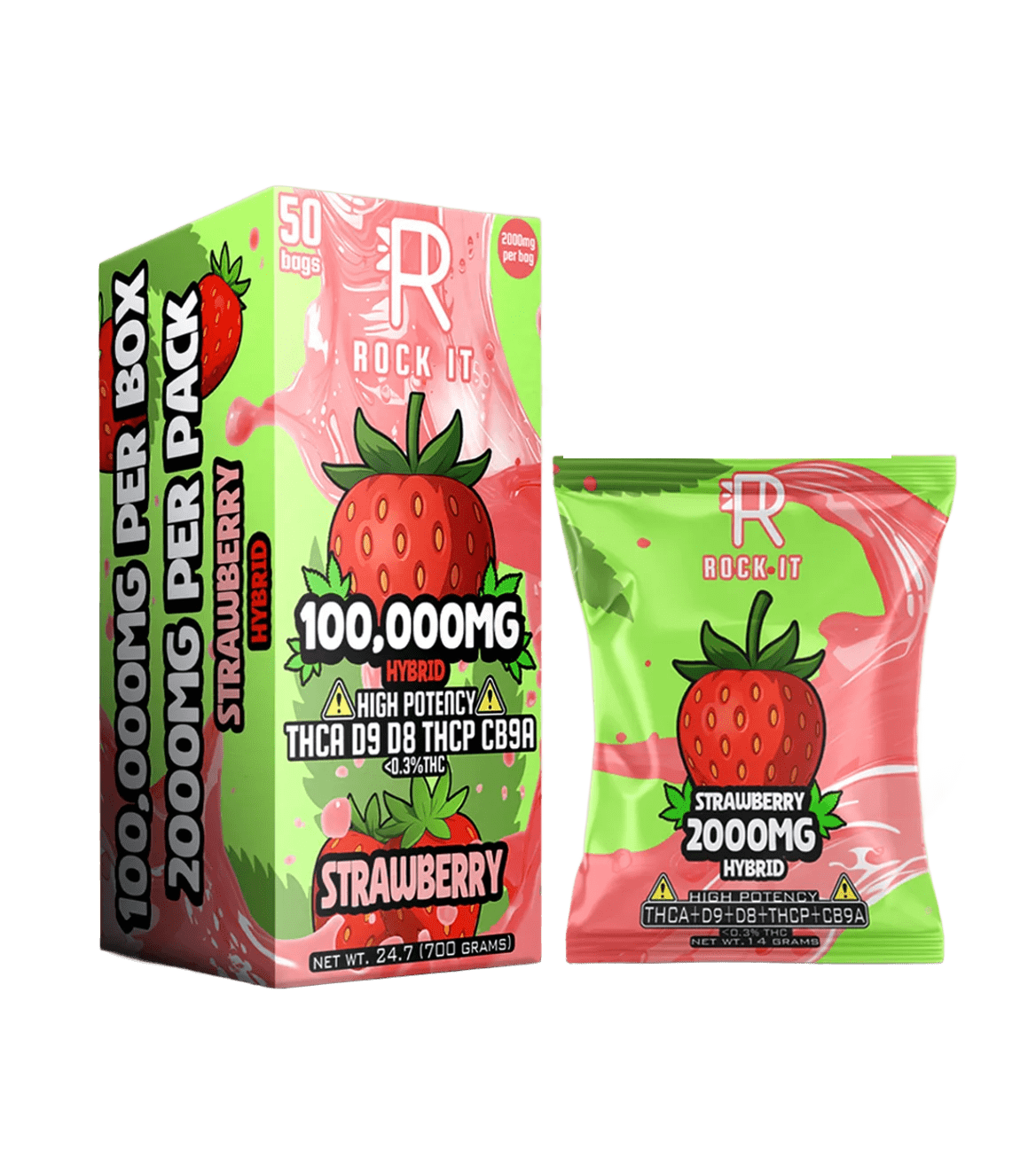 ROCK IT D9 HIGH POTENCY STRAWBERRY HYBD 2000MG