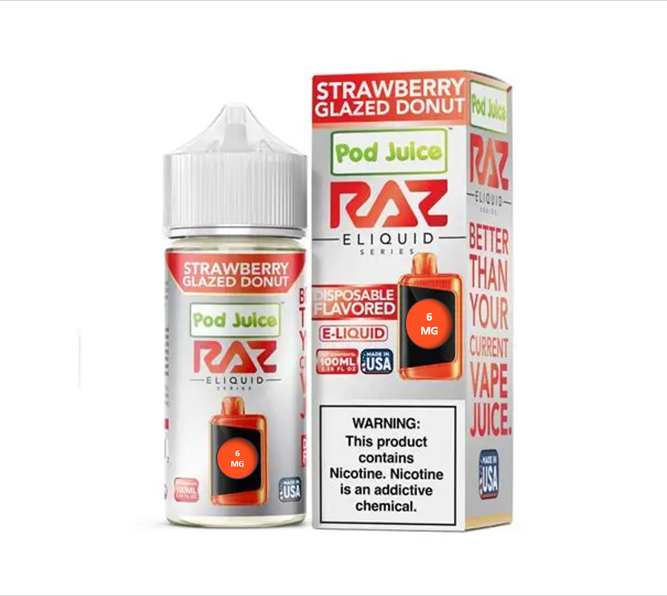 POD JUICE X RAZ STRAWBERRY GLAZED DONUT 6MG 100ML