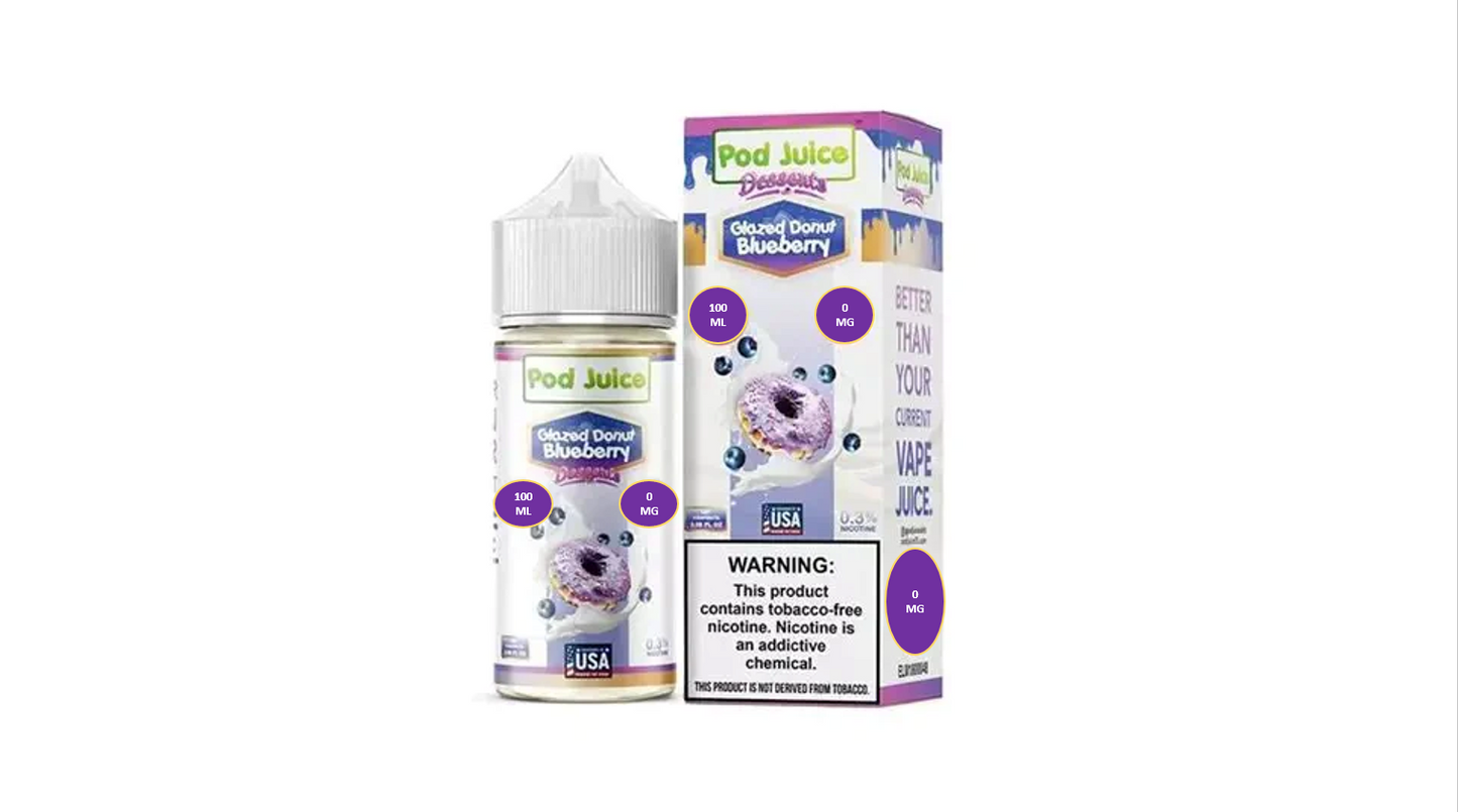 POD JUICE GLAZED DONUT BLUEBERRY 0MG 100ML