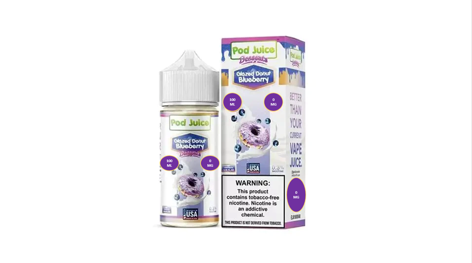 POD JUICE GLAZED DONUT BLUEBERRY 0MG 100ML