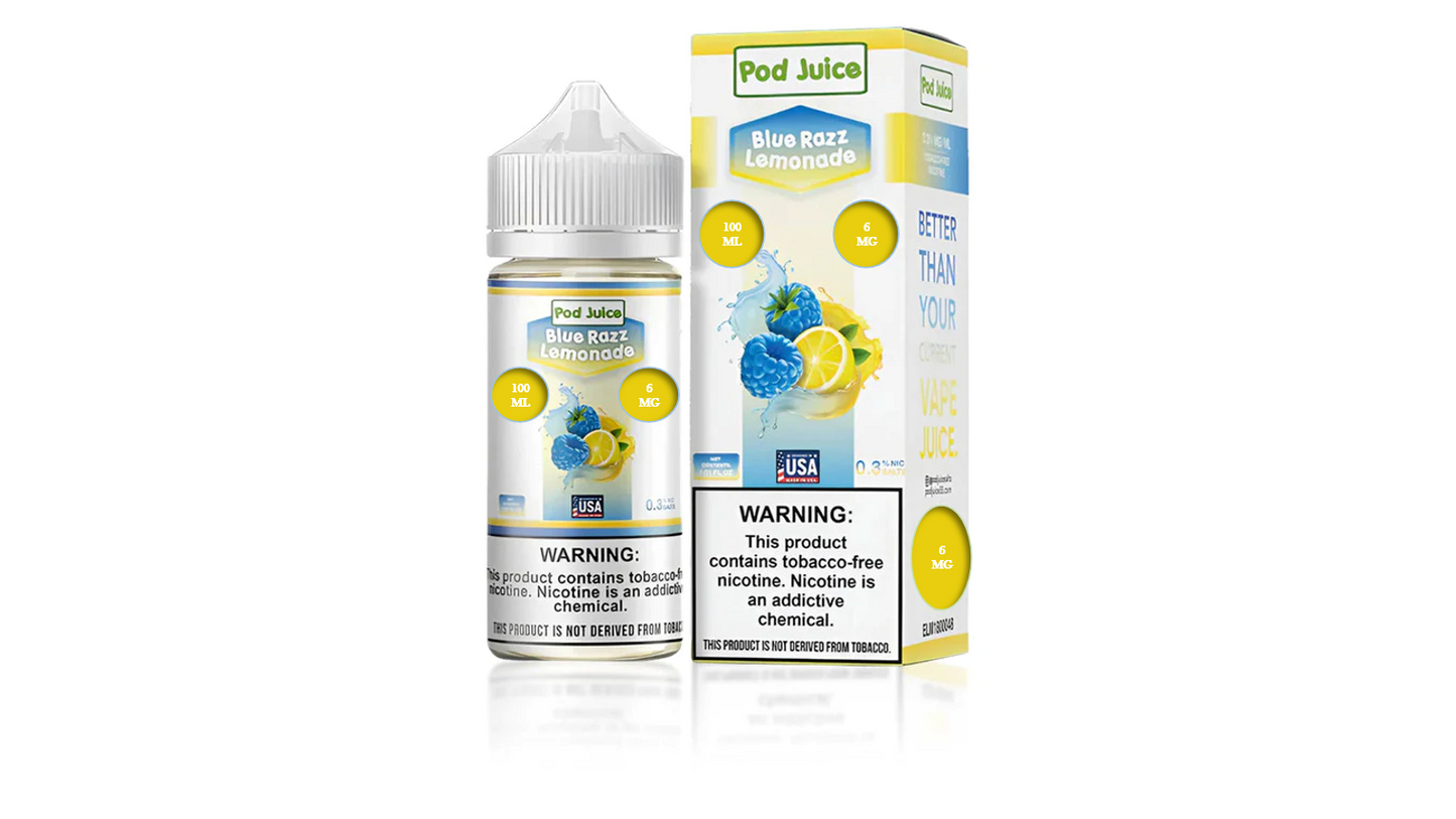 POD JUICE BLUE RAZZ LEMONADE 6MG 100ML