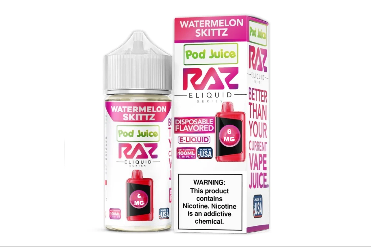 POD JUICE X RAZ WATERMELON SKITTZ 6MG 100ML