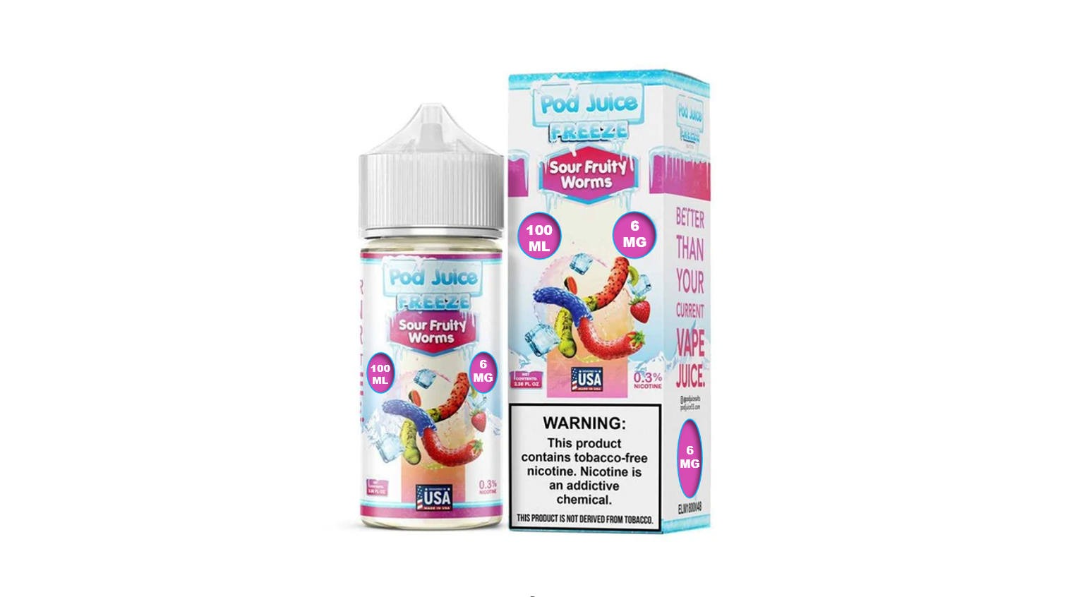 POD JUICE SOUR FRUITY WORMS 6MG 100ML