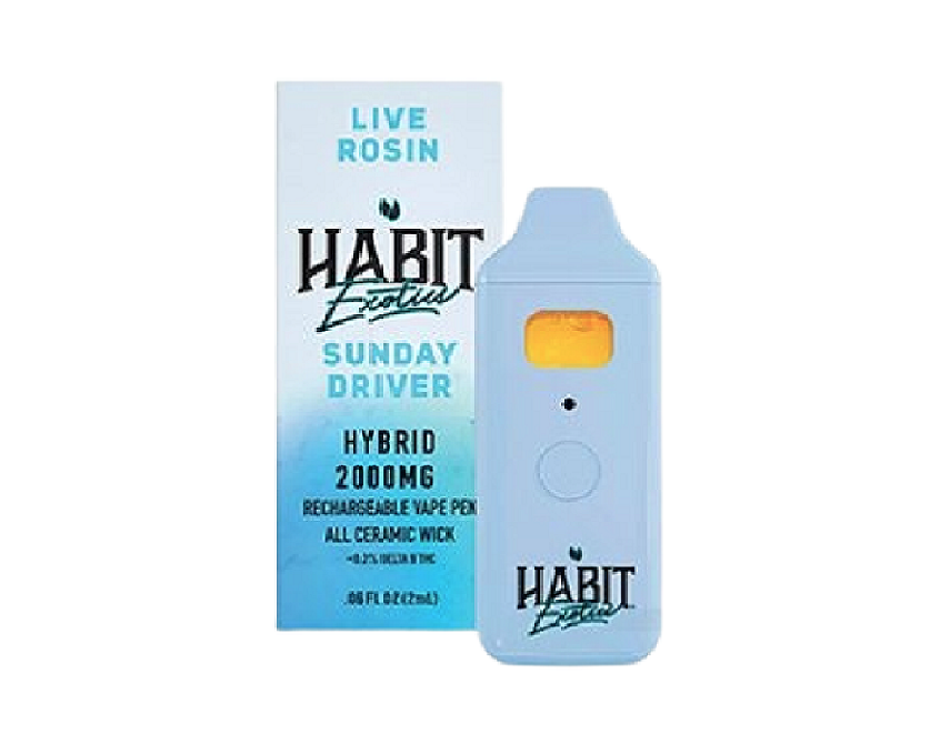 HABIT EXOTICS 2000MG|HABIT EXOTICS LIVE ROSIN SUNDAY DRIVER HYBRID 2000MG|737633568279