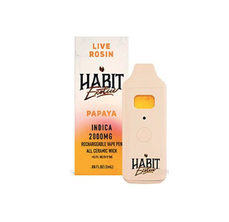 HABIT EXOTICS 2000MG|HABIT EXOTICS LIVE ROSIN PAPAYA INDICA 2000MG|737633568255