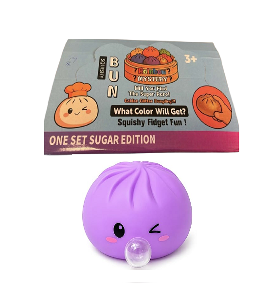 SQUISHY TOY STEAMED DUMPLING BUBBLE PURPLE COLOR 12CT