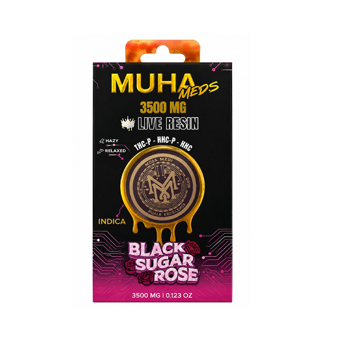 MUHA MEDS LIVE RESIN THC P HHC BLACK SUGAR ROSE IND 3500MG