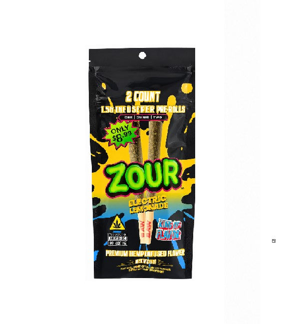 ZOUR INFUSED CBG D8 THC THCP PROLL ELECTRIC LEMNADE STVA 1.5GM 10CT