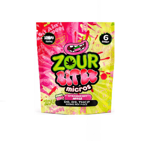 ZOUR BITES MICROS D8,D9 THCP STRAWBERRY APPLE 3000MG 30CT
