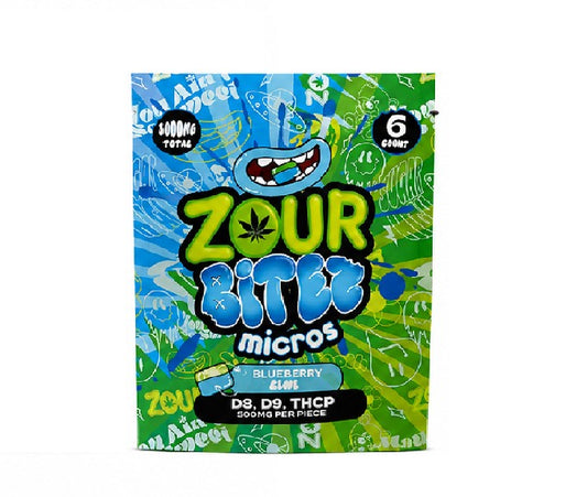 ZOUR BITES MICROS D8,D9 THCP BLURBERRY LIME 3000MG 30CT