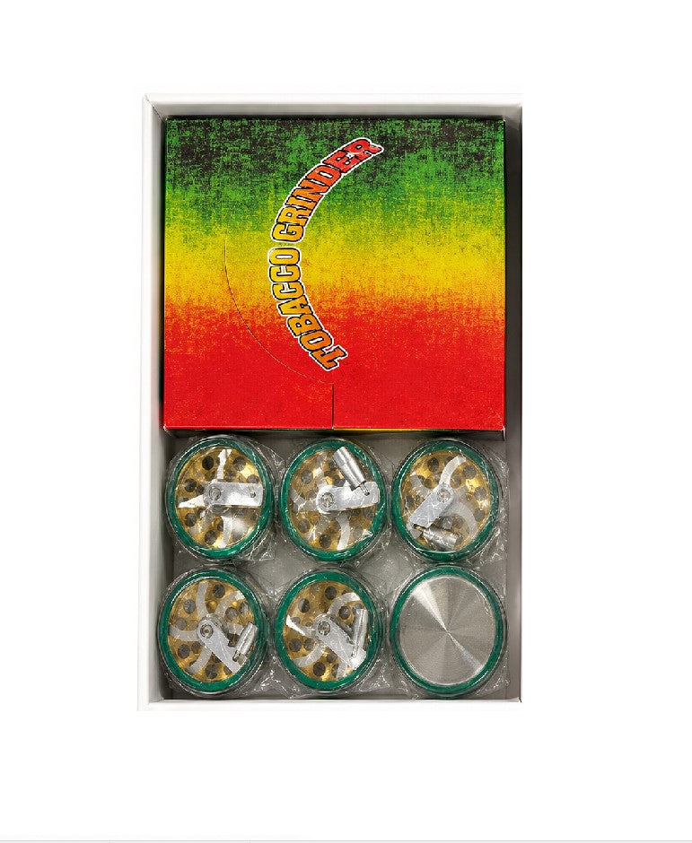 TOBACCO GRINDER 4PARTS RASTA COLR GR071-C