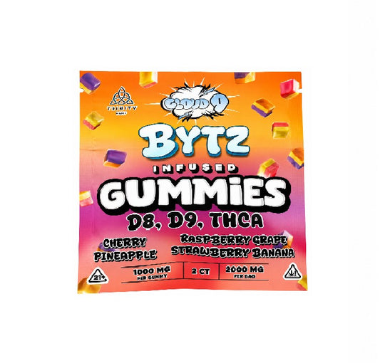 CLOUD9 BYTZ THCA GUMY CHERY,PINAPLE,RASPBRY GRPE,STRWBRY BANA 2000MG 50CT