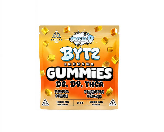 CLOUD9 BYTZ THCA GUMY MANGO PEACH,PINEAPPLE ORANGE 2000MG 50CT